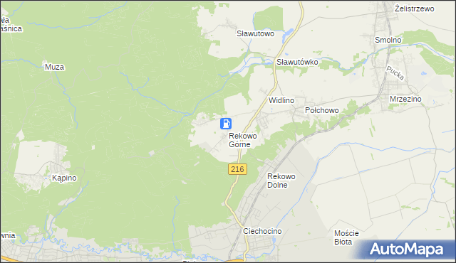 mapa Rekowo Górne, Rekowo Górne na mapie Targeo