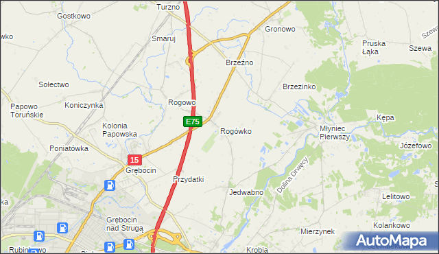 mapa Rogówko gmina Lubicz, Rogówko gmina Lubicz na mapie Targeo
