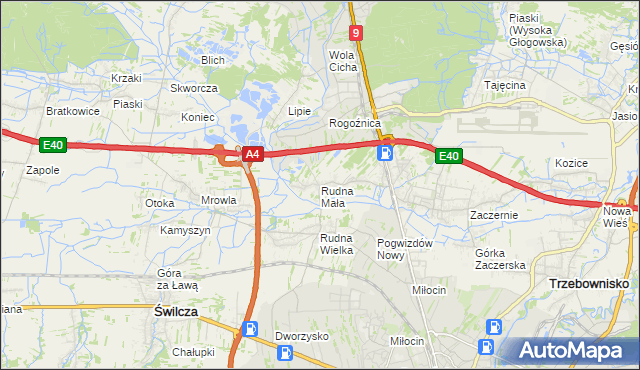 mapa Rudna Mała gmina Głogów Małopolski, Rudna Mała gmina Głogów Małopolski na mapie Targeo