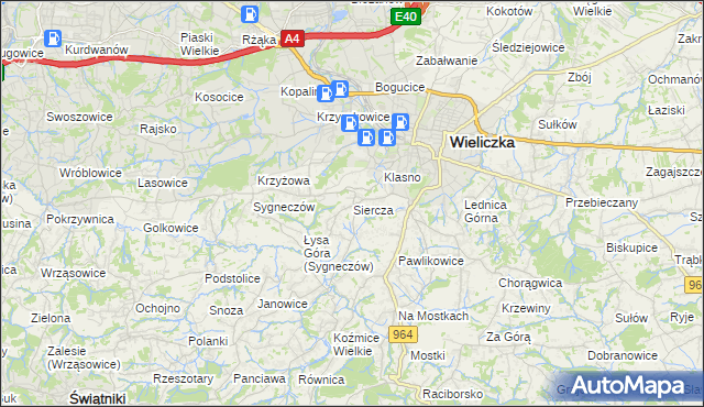 mapa Siercza, Siercza na mapie Targeo