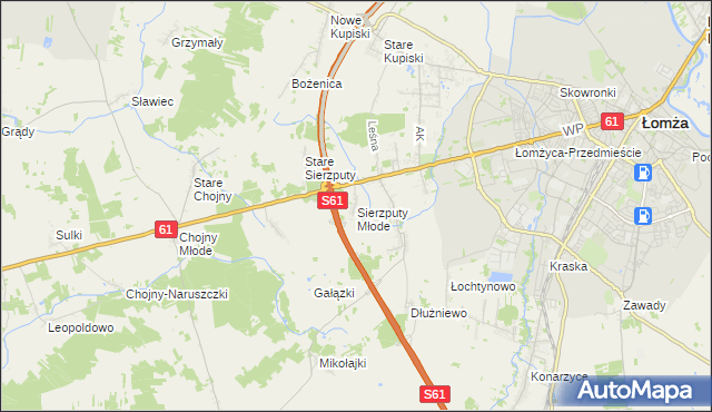 mapa Sierzputy Młode, Sierzputy Młode na mapie Targeo