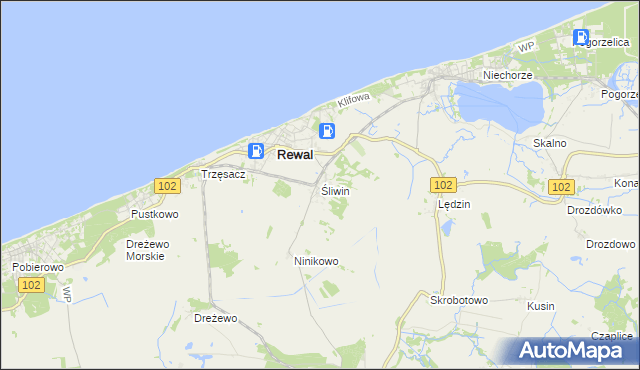 mapa Śliwin, Śliwin na mapie Targeo
