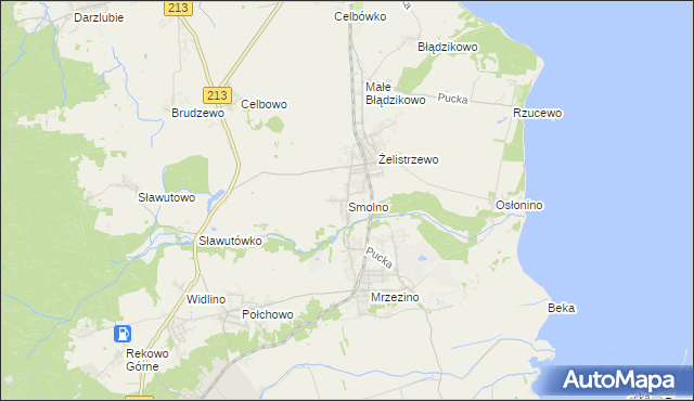 mapa Smolno gmina Puck, Smolno gmina Puck na mapie Targeo