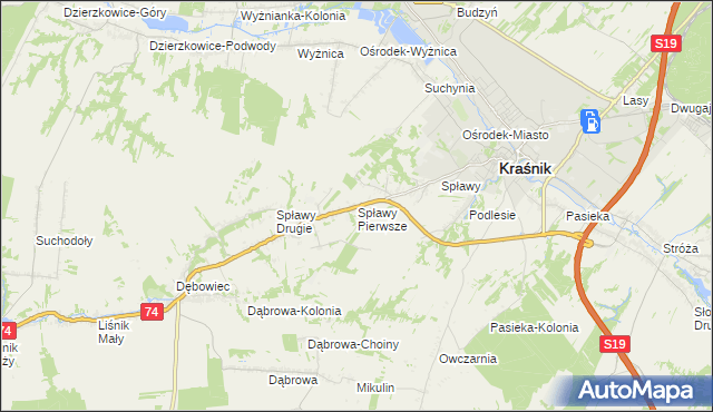 mapa Spławy Pierwsze, Spławy Pierwsze na mapie Targeo
