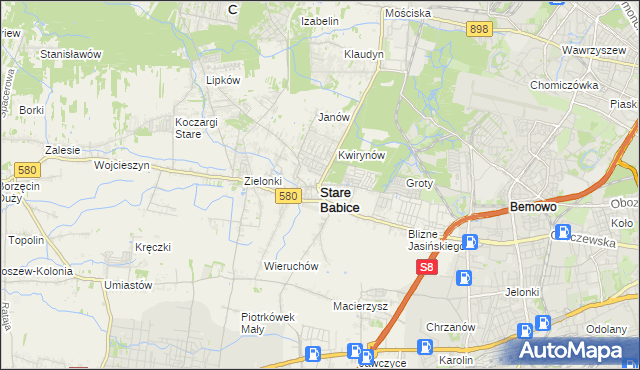 mapa Stare Babice, Stare Babice na mapie Targeo