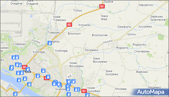 mapa Stróżewko gmina Radzanowo, Stróżewko gmina Radzanowo na mapie Targeo