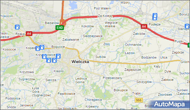 mapa Sułków gmina Wieliczka, Sułków gmina Wieliczka na mapie Targeo