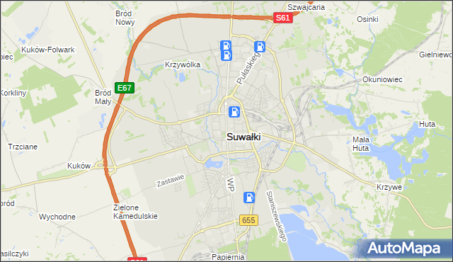 mapa Suwałk, Suwałki na mapie Targeo