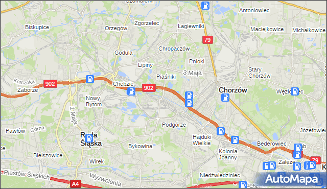 mapa Świętochłowice, Świętochłowice na mapie Targeo