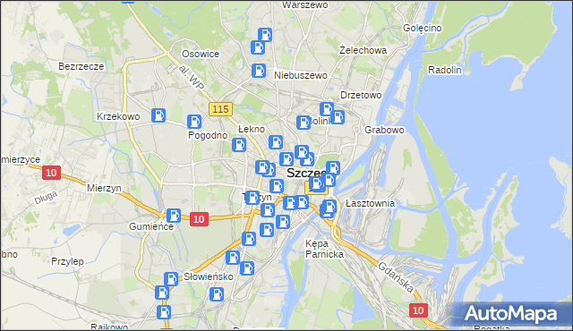 mapa Szczecina, Szczecin na mapie Targeo