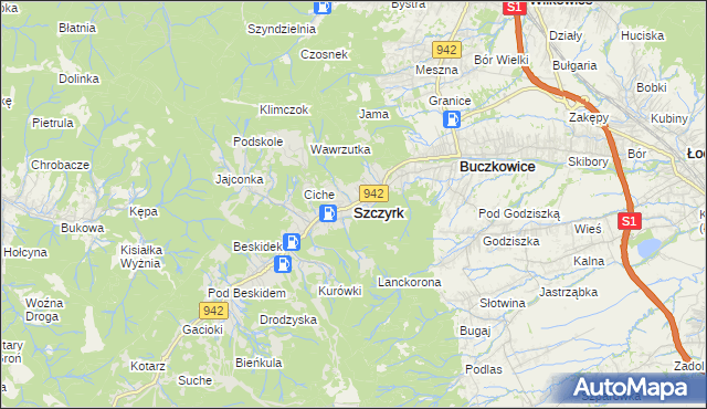 mapa Szczyrk, Szczyrk na mapie Targeo