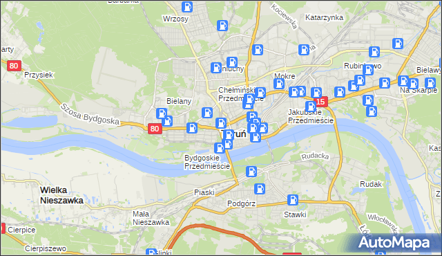 mapa Torunia, Toruń na mapie Targeo