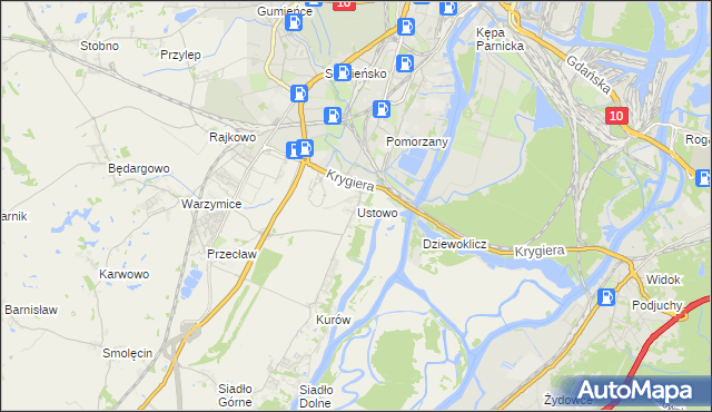 mapa Ustowo, Ustowo na mapie Targeo