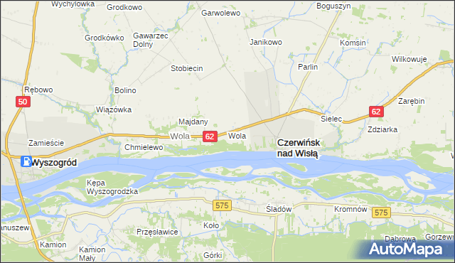 mapa Wola gmina Czerwińsk nad Wisłą, Wola gmina Czerwińsk nad Wisłą na mapie Targeo