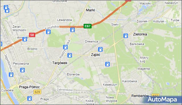 mapa Ząbki powiat wołomiński, Ząbki powiat wołomiński na mapie Targeo
