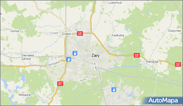 mapa Żary, Żary na mapie Targeo