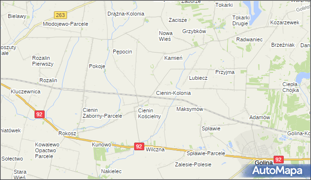 mapa Cienin-Kolonia, Cienin-Kolonia na mapie Targeo