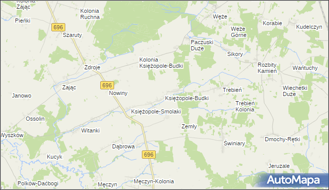 mapa Księżopole-Budki, Księżopole-Budki na mapie Targeo