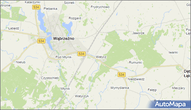 mapa Wałycz, Wałycz na mapie Targeo