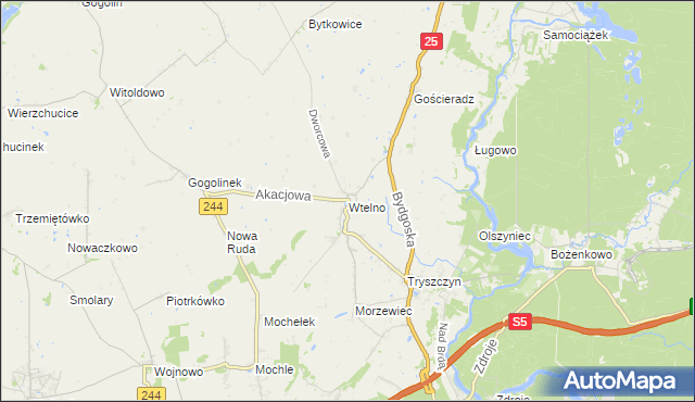 mapa Wtelno, Wtelno na mapie Targeo