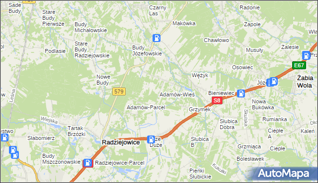 mapa Adamów-Wieś, Adamów-Wieś na mapie Targeo