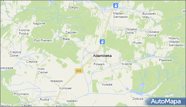 mapa Adamówka powiat przeworski, Adamówka powiat przeworski na mapie Targeo