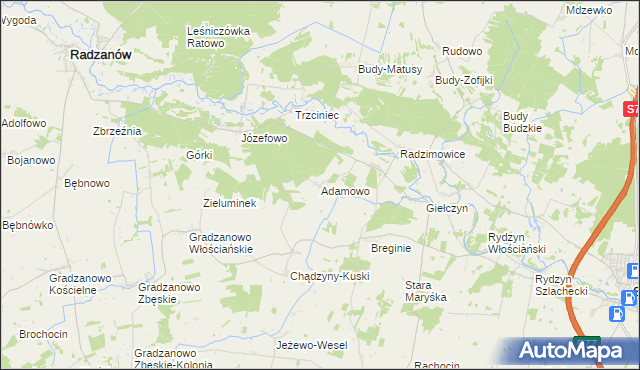 mapa Adamowo gmina Strzegowo, Adamowo gmina Strzegowo na mapie Targeo