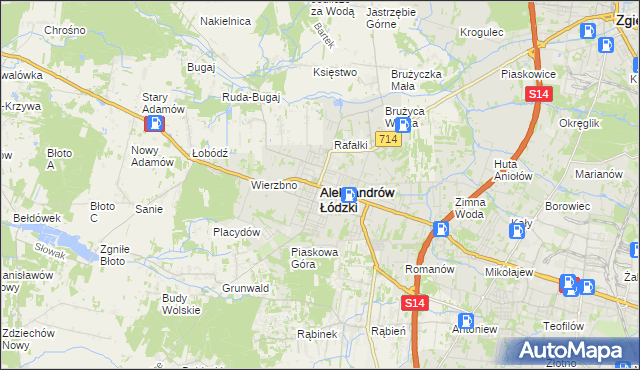 mapa Aleksandrów Łódzki, Aleksandrów Łódzki na mapie Targeo