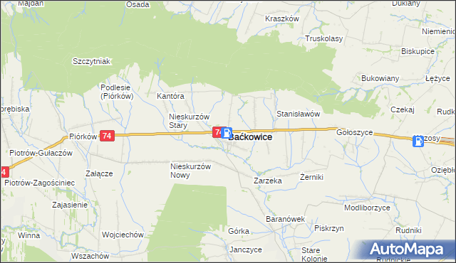 mapa Baćkowice, Baćkowice na mapie Targeo