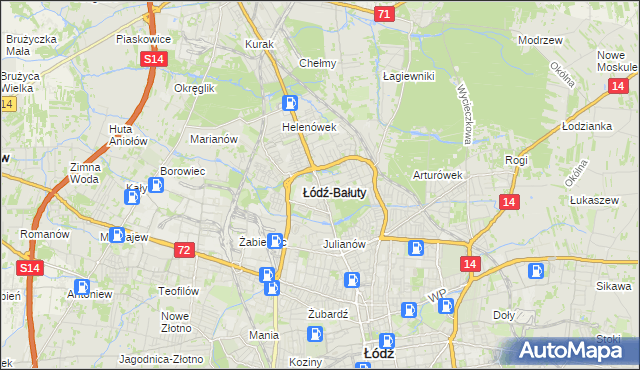 mapa Bałuty gmina Łódź, Bałuty gmina Łódź na mapie Targeo