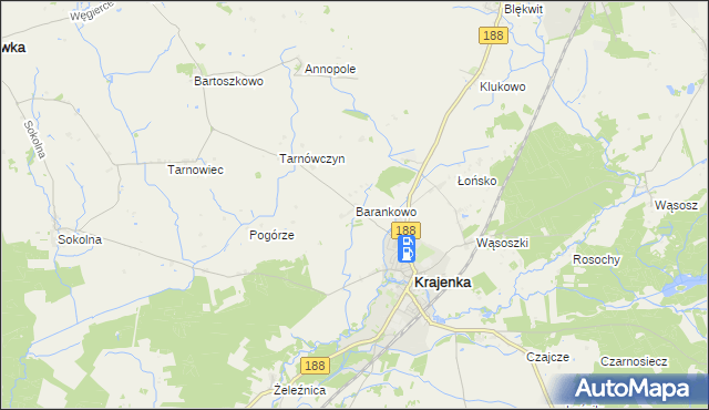 mapa Barankowo, Barankowo na mapie Targeo