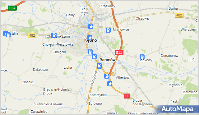 mapa Baranów powiat kępiński, Baranów powiat kępiński na mapie Targeo