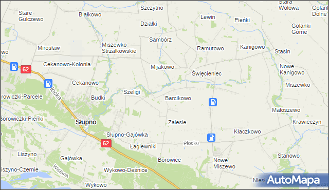 mapa Barcikowo gmina Słupno, Barcikowo gmina Słupno na mapie Targeo