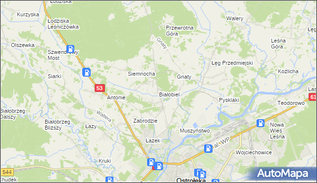 mapa Białobiel, Białobiel na mapie Targeo
