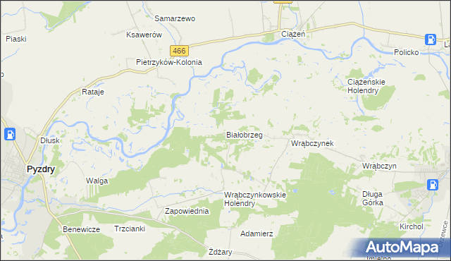 mapa Białobrzeg gmina Pyzdry, Białobrzeg gmina Pyzdry na mapie Targeo