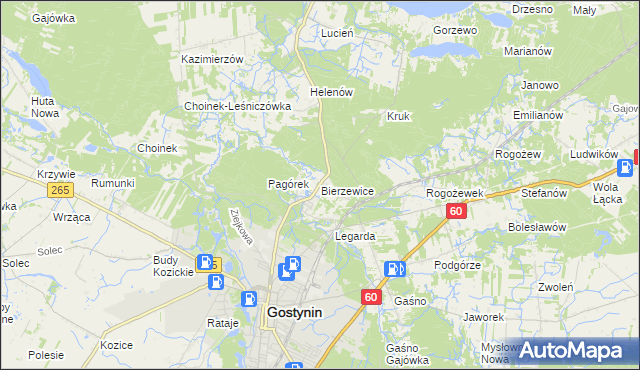 mapa Bierzewice, Bierzewice na mapie Targeo