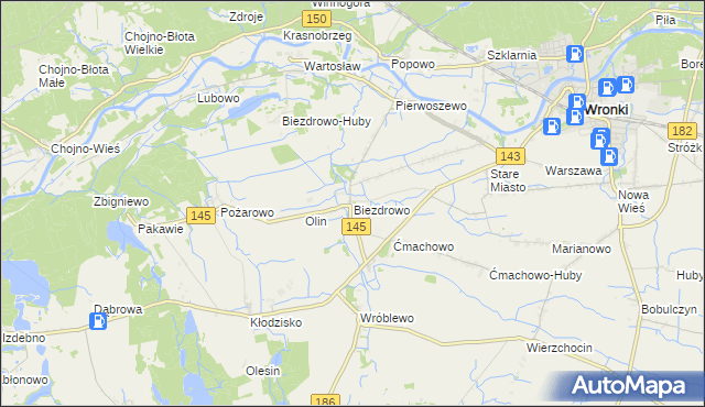 mapa Biezdrowo, Biezdrowo na mapie Targeo