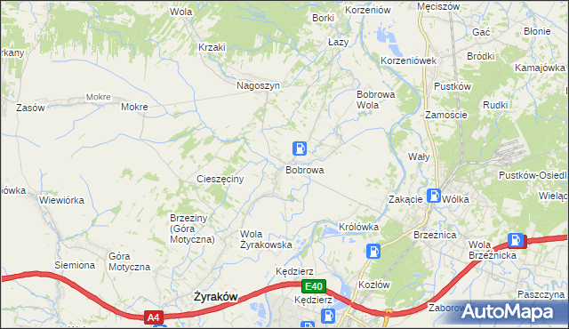 mapa Bobrowa gmina Żyraków, Bobrowa gmina Żyraków na mapie Targeo