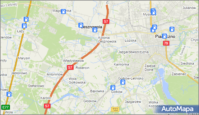mapa Bobrowiec gmina Piaseczno, Bobrowiec gmina Piaseczno na mapie Targeo