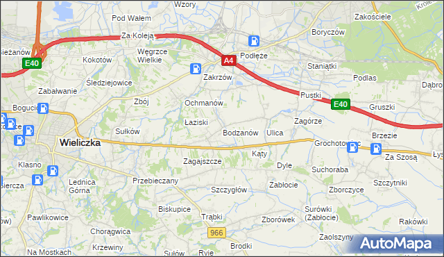 mapa Bodzanów gmina Biskupice, Bodzanów gmina Biskupice na mapie Targeo