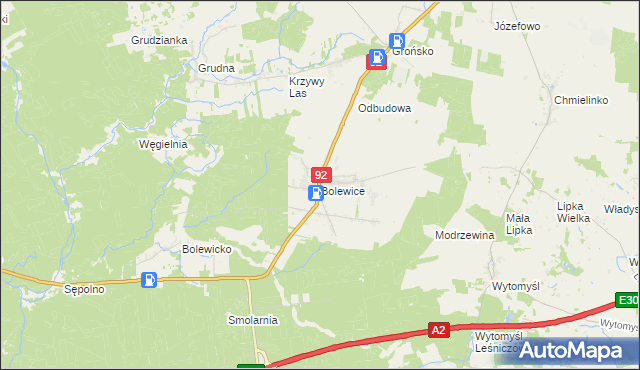 mapa Bolewice gmina Miedzichowo, Bolewice gmina Miedzichowo na mapie Targeo