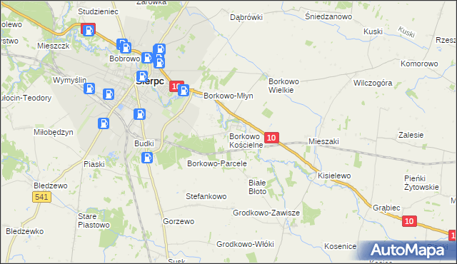 mapa Borkowo Kościelne, Borkowo Kościelne na mapie Targeo