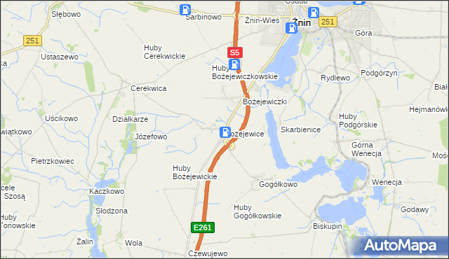 mapa Bożejewice gmina Żnin, Bożejewice gmina Żnin na mapie Targeo