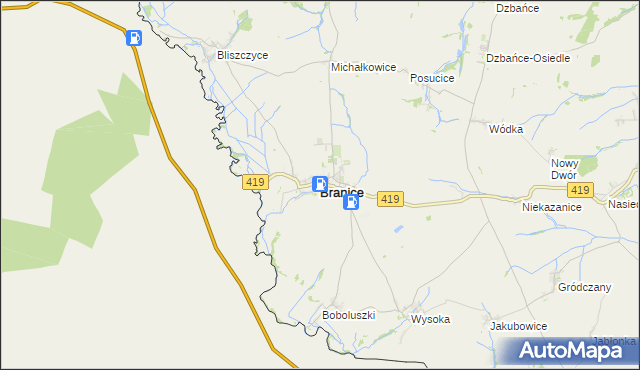 mapa Branice powiat głubczycki, Branice powiat głubczycki na mapie Targeo