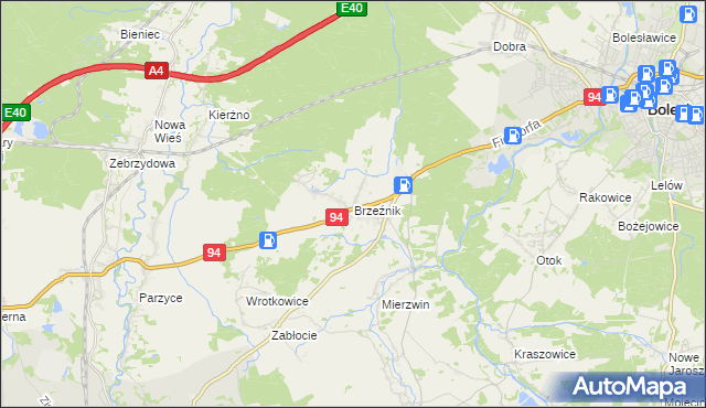 mapa Brzeźnik gmina Bolesławiec, Brzeźnik gmina Bolesławiec na mapie Targeo