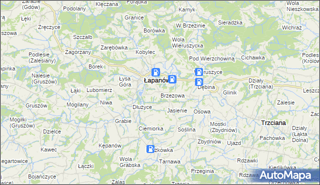 mapa Brzezowa gmina Łapanów, Brzezowa gmina Łapanów na mapie Targeo