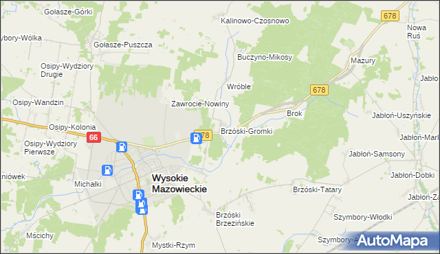 mapa Brzóski-Gromki, Brzóski-Gromki na mapie Targeo