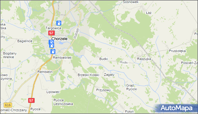 mapa Budki gmina Chorzele, Budki gmina Chorzele na mapie Targeo