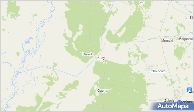 mapa Budy gmina Trzcianne, Budy gmina Trzcianne na mapie Targeo
