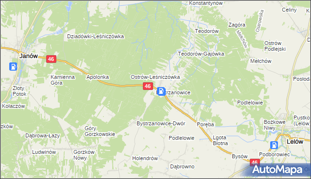 mapa Bystrzanowice, Bystrzanowice na mapie Targeo